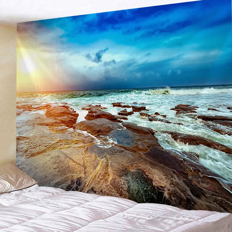 Tapestry Beach Pattern Wall Hanging for Home Decoration Sunset Wall Art