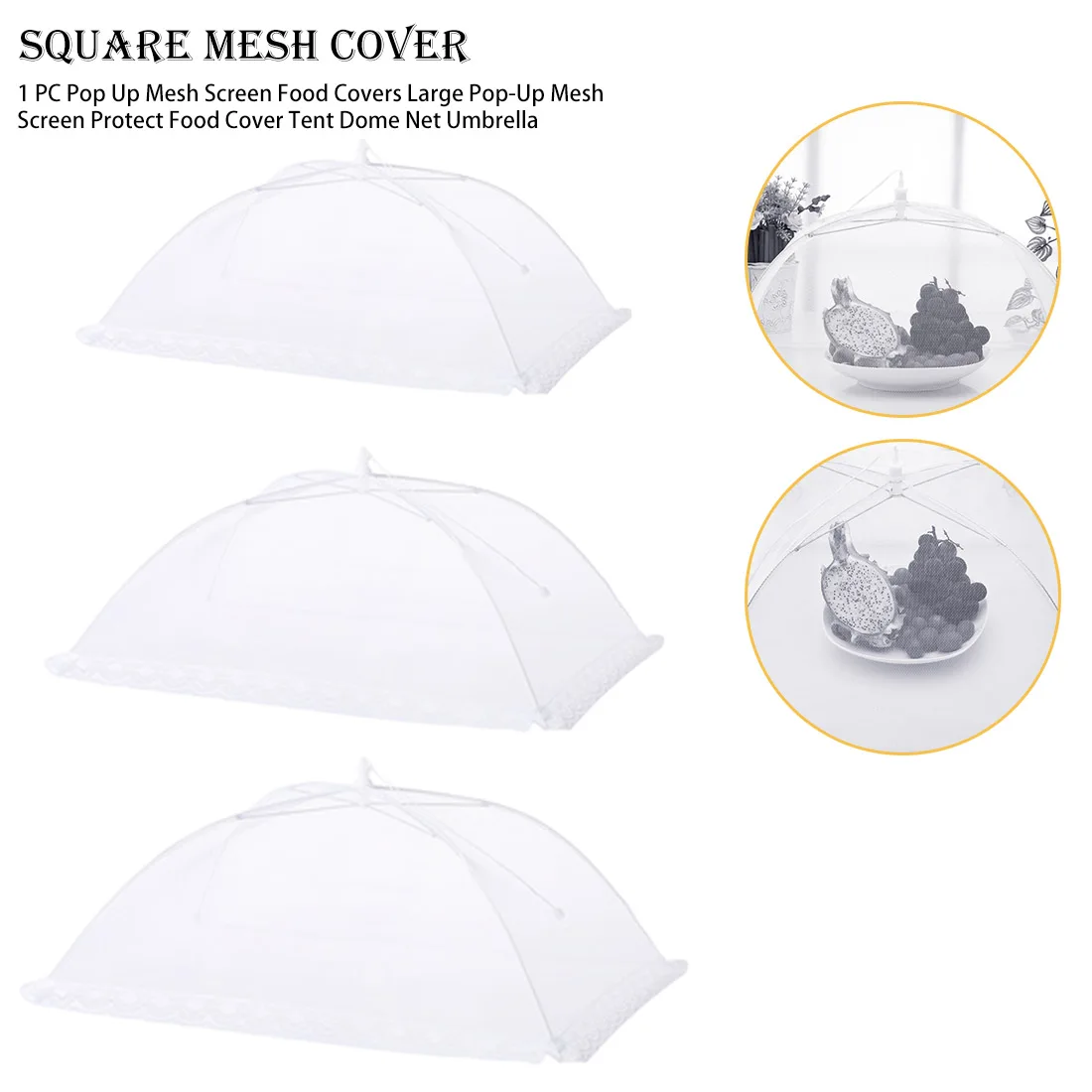 Pop-Up Mesh Screen Protect Food Cover Tent Dome Net Umbrella Picnic Covers Tools