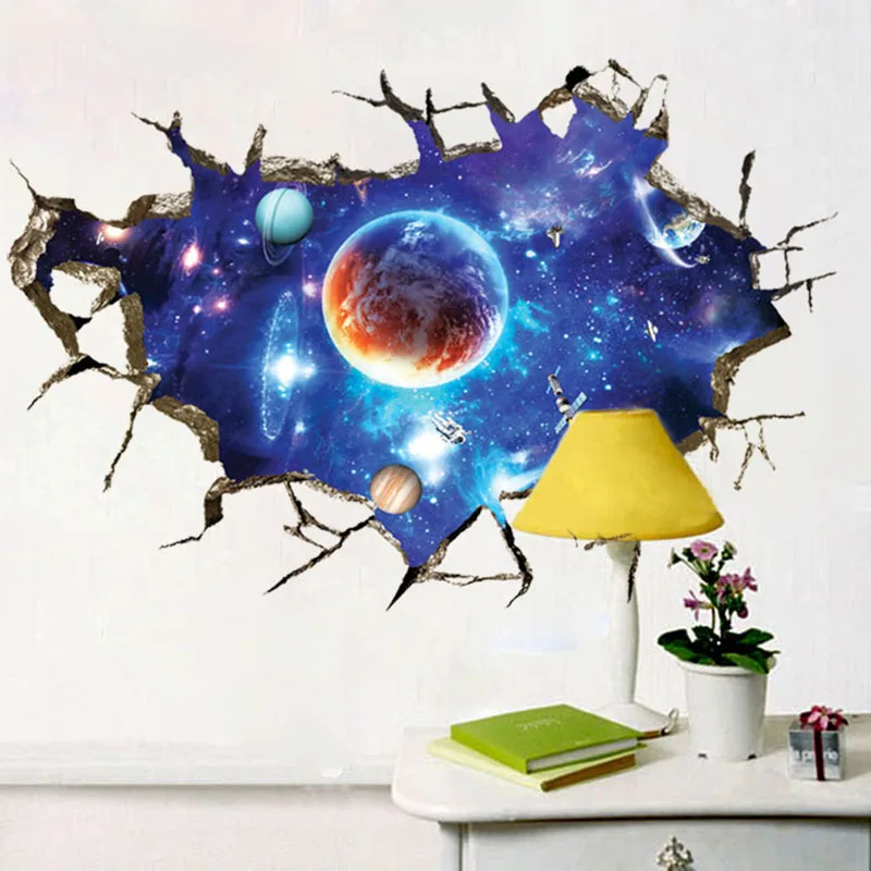 

3D Space Planet Galaxy Living Room Wall Sticker Ceiling Decoration Kid Bedroom Wall Stickers Home Decoration