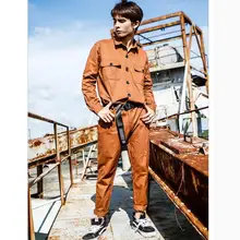 XS-4XL хип-хоп сиамские брюки мужские японские тонкие ноги повседневные брюки мужские с длинным рукавом мотоциклетные комбинезоны размера плюс комбинезон