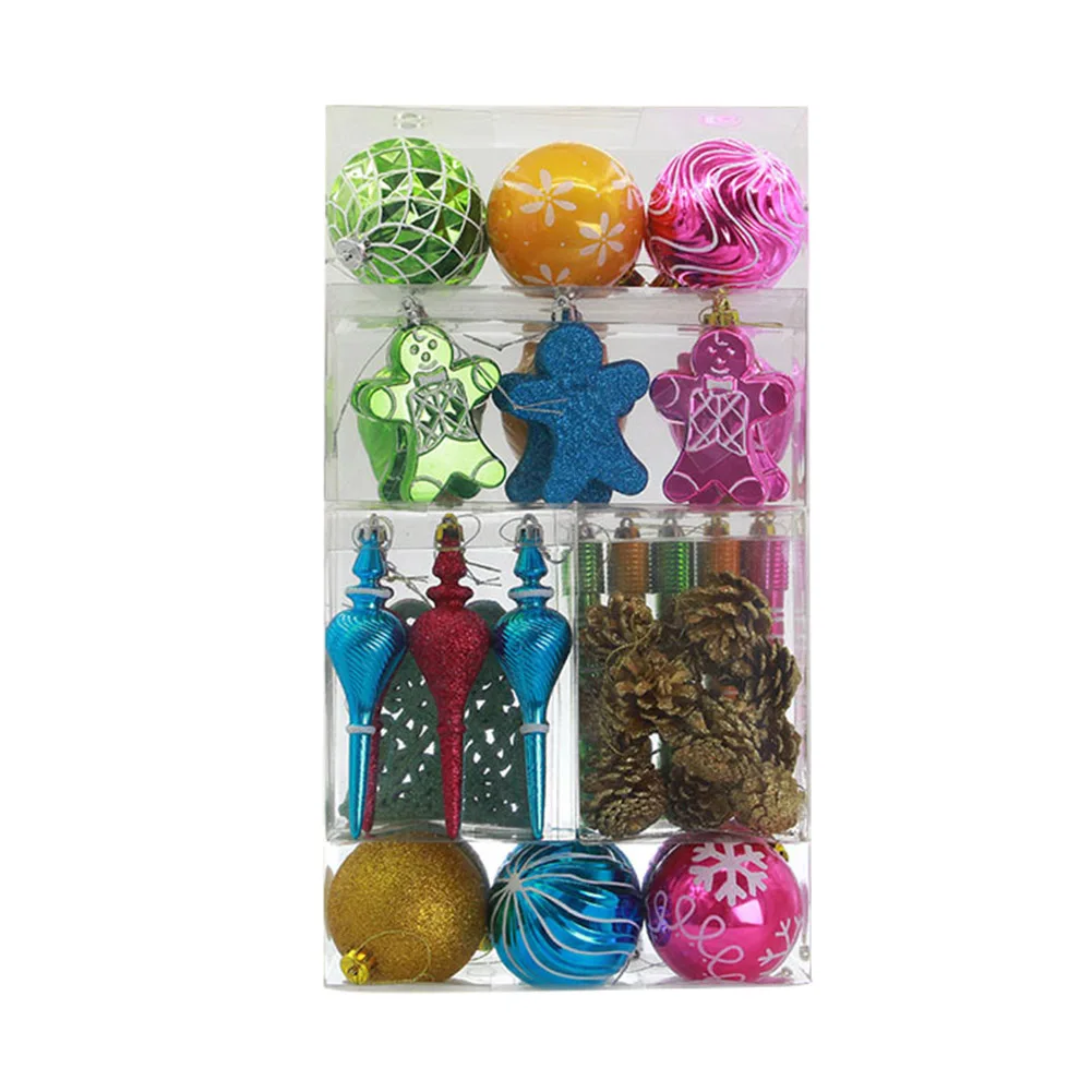Conjunto de adornos colgantes de árbol de Navidad de 52 piezas, juego de decoración de Pinecone de bolas de plástico VA88 Conjunto de adornos colgantes de árbol de Navidad de 52 piezas, juego de decoración de Pinecone de bolas de plástico VA88