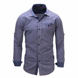 CHEMISE Homme летние рубашки Для мужчин S одежда 2018 военные Стиль Повседневное Свободные Большой Размеры в клетку рубашка с длинными рукавами Для