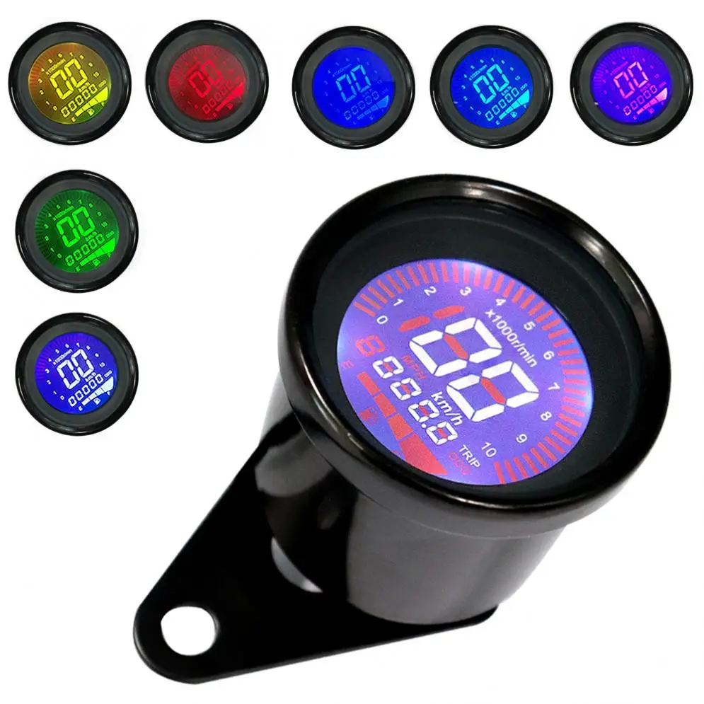 

12V Duable Multi-function Black Display Oil Level Meter LCD Gauge Tachometer Motorcycle Digital Speedometer
