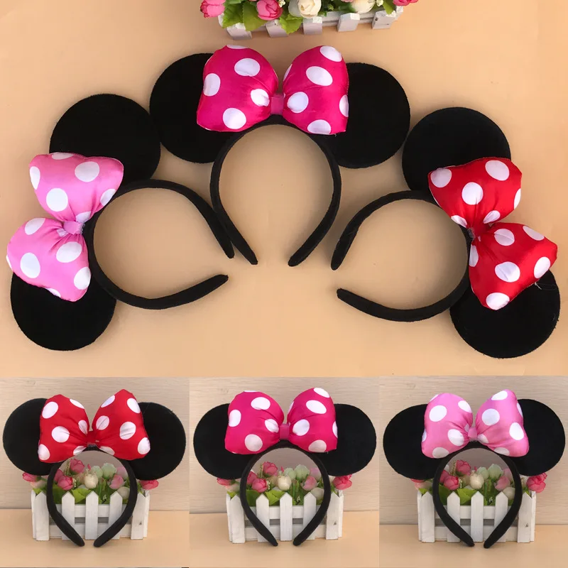 

Mouse Ears Baby Bows Headband Cute Red Bows Ears Party Kids Headbands Girl Adult Minnie Mouse Hairband Birthday Supplies