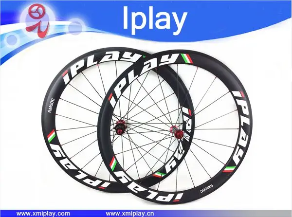 Sale IPLAY carbon wheels 50mm clincher road bike R36 hubs 700c wheel carbon rim clincher 50mm carbon fiber 23mm width wheels 0