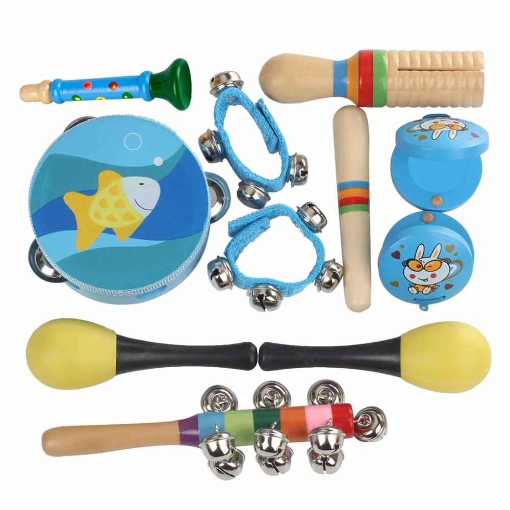 10pcs/set Musical Toys Percussion Instruments Rhythm Kit Kids Toddlers