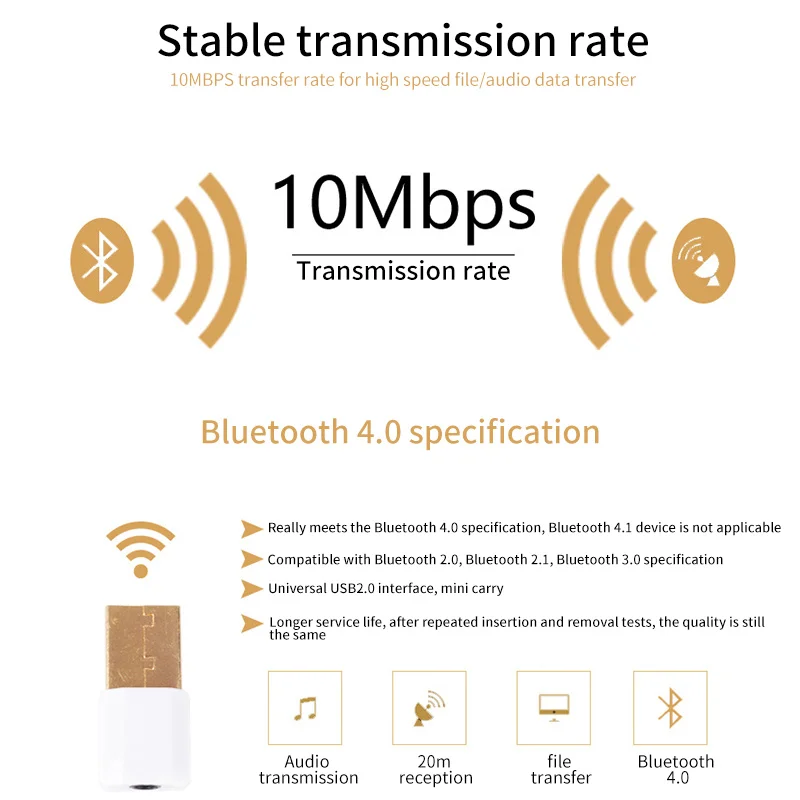USB мини Bluetooth аудио приемник стерео 3 5 мм Музыкальный внешний адаптер перезарядка