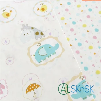 

2pcs/lot Good Fabric new arrival cartoon 100% cotton fabric cute animals DIY handmade cotton fabric sofa cloth Width 150*50cm