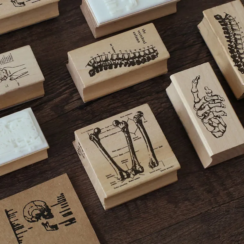 Buy 1 pcs Creative skeleton series wooden stamp diy