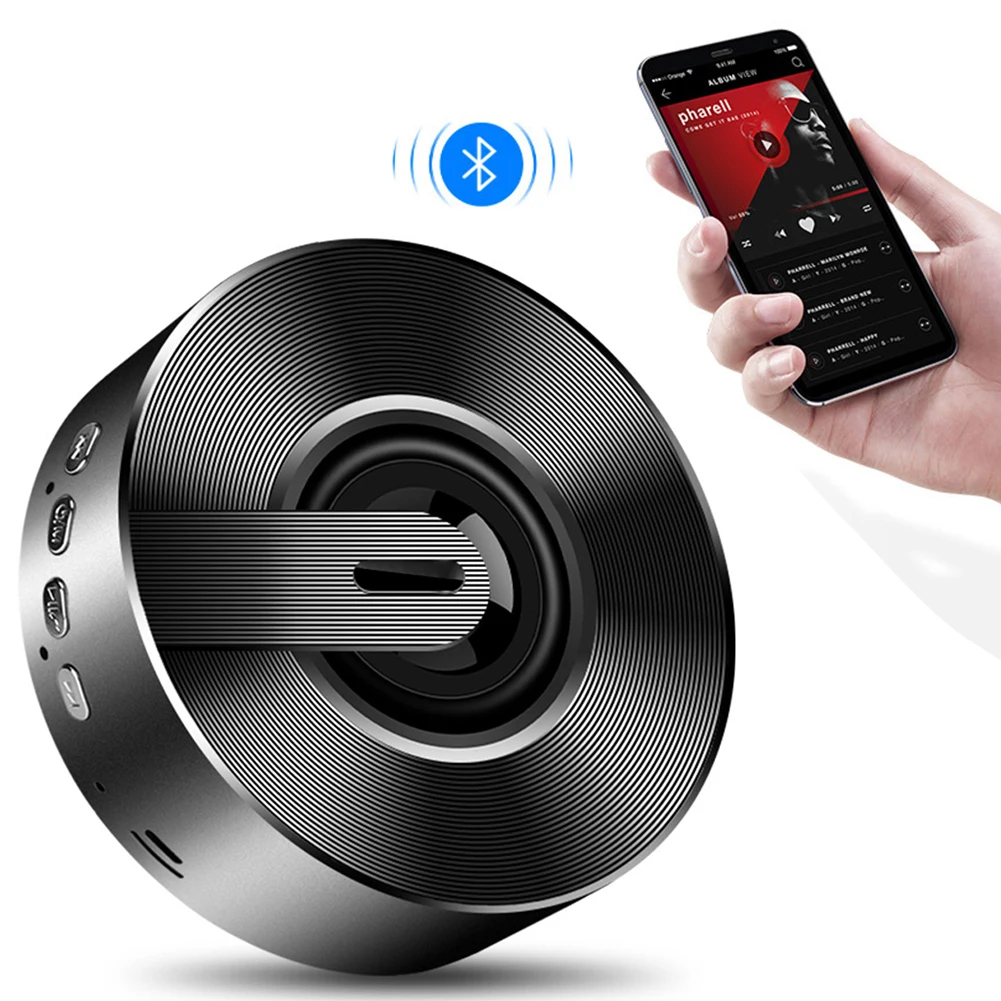 Мини Bluetooth динамик портативный металлический звук subwof с микрофоном TF светодиодный светильник-карточка MP3 музыкальный плеер Классический 3D стерео громкий динамик - Цвет: Black color