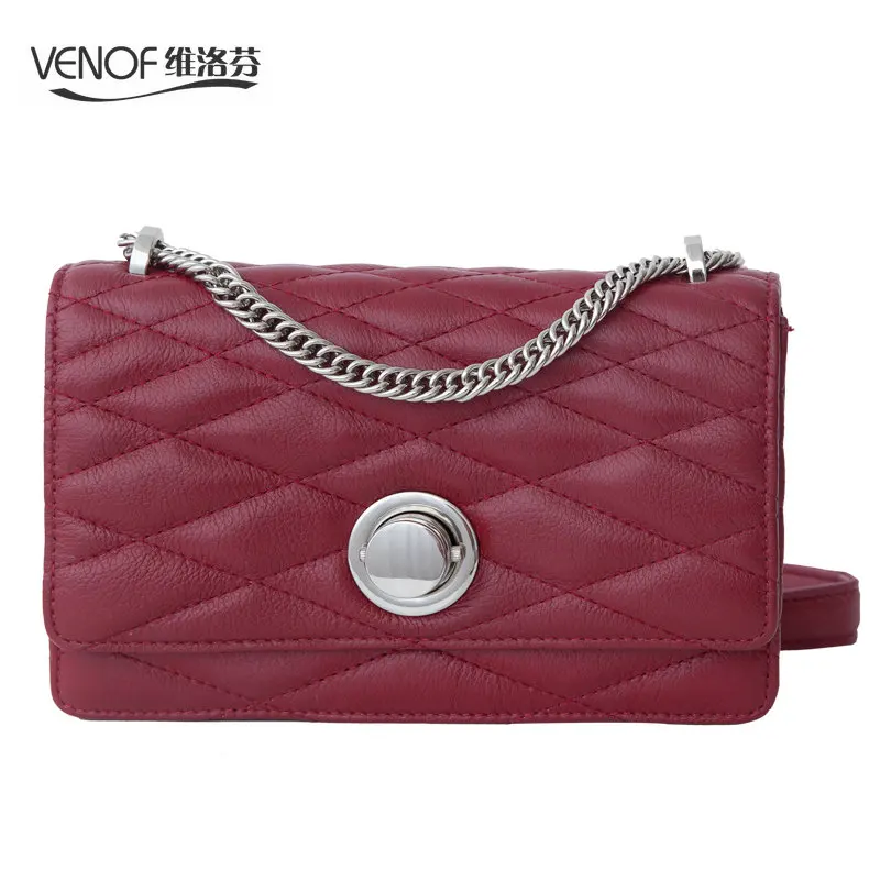 VENOF luxury designer women Genuine leather bag ladies diamond lattice shoulder bag elegance Women Messenger Bag chain Flap Bag VENOF luxury designer women Genuine leather bag ladies diamond lattice shoulder bag elegance Women Messenger Bag chain Flap Bag