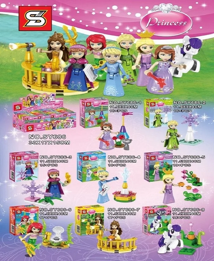 

SY686 A Set Super Heroes Building Blocks Princess Girl White Snow Tinker Bell Fairy Tale Anna Elsa Bricks Gift For Children Toys