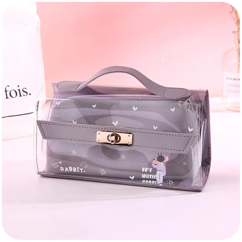 Модные прозрачные, косметичка для путешествий, сумки для Для женщин Make Up Box Прозрачный Акриловый карандаш для макияжа Органайзер, сумка, карман Элитный бренд прозрачная косметичка, чехол - Цвет: rabbit purple