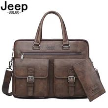 Мужской портфель для ноутбука 13,3 д. jeep buluo, комплект, оранжевый портфель и кошелек, деловая сумка на плечевом ремне, кожаная сумка для офиса, все сезоны