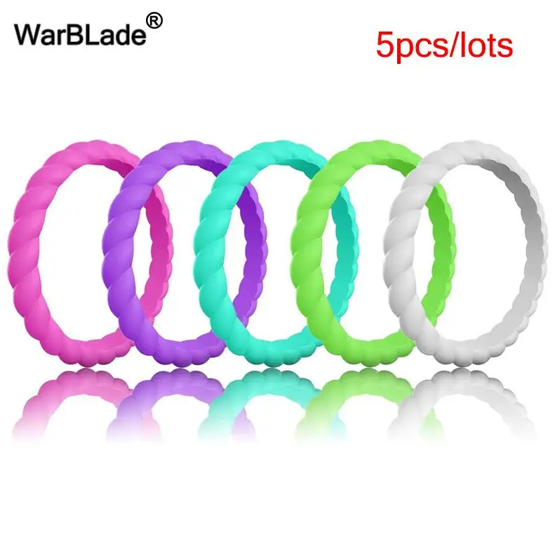 3mm Thin Braided Silicone Ring Fashion Sports Hypoallergenic Crossfit Flexible Woven Rubber Finger Ring For Women Wedding Rings 