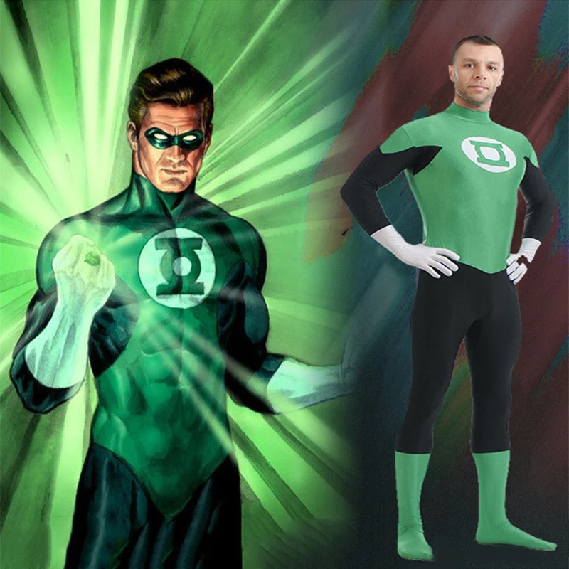 Фильм Костюм зеленого фонаря Hal Jordan супергероя Косплэй взрослые комплекты супер