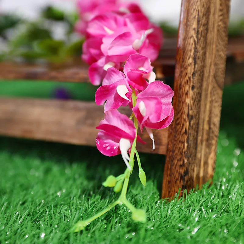 200CM Long 1 Pieces Wedding Flower Vine Rattan Fake Artificial flower bride arch decoration props Wisteria flower accessories 200CM Long 1 Pieces Wedding Flower Vine Rattan Fake Artificial flower bride arch decoration props Wisteria flower accessories