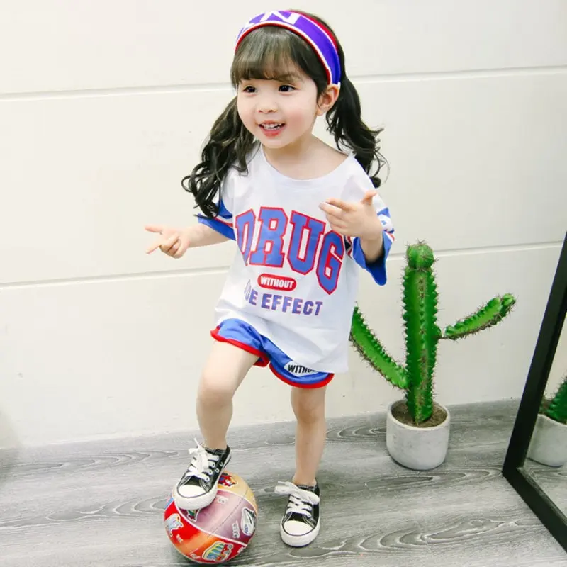 SFT 099 Hot Summer Baby Grils Sports Jerseys letter Basketball Clothes baby clothes Sets Short