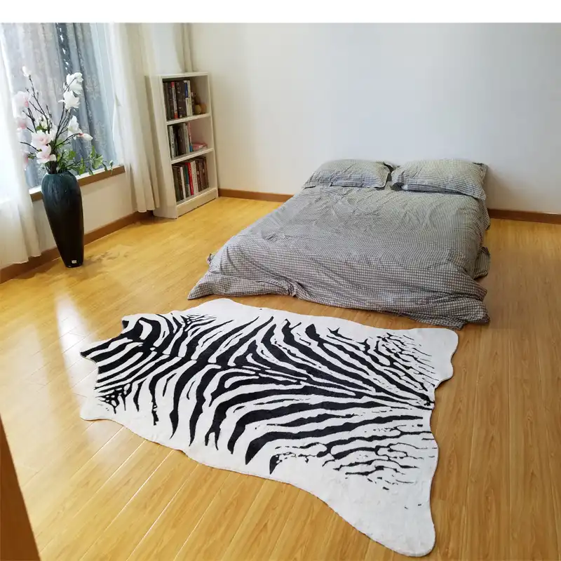 Zebra Printed Rug Animal Faux Skin Cowhide Carpet Big Size 2x1 4m