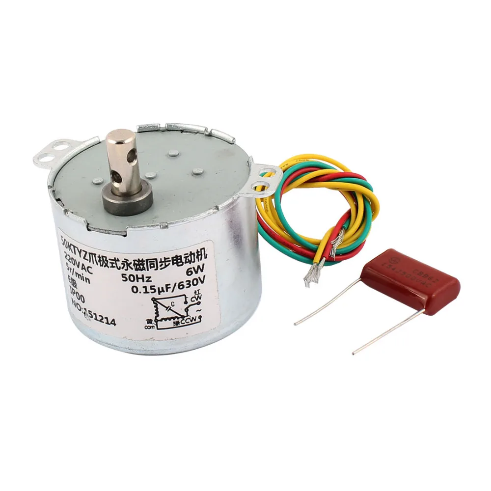 

Uxcell Newest 1Pcs AC 220V 5RPM 6W 50HZ Frequency Permanent Magnet Synchronous Motor 50mm Gear Box Motor for Gluing Machine