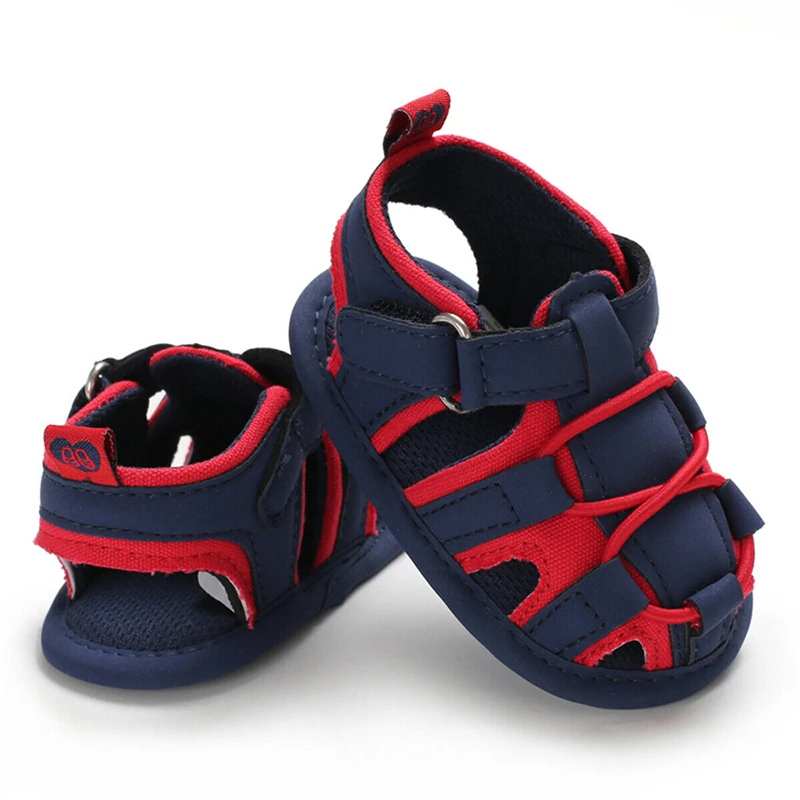 Летние сандалии для новорожденных мальчиков и девочек; мягкая обувь для кроватки; размеры от 0 до 18 месяцев - Цвет: Красный