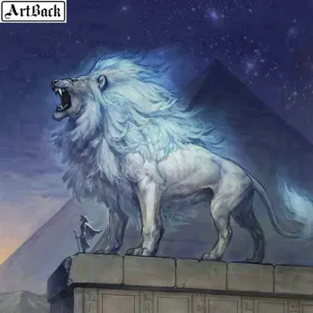 

5d square diamond painting lion pyramid animal sticker 3d full round diamond mosaic diamond embroidery crafts