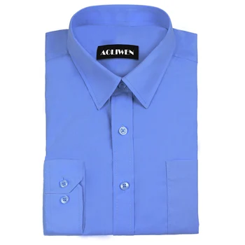 

Aoliwen 2019 Men's Business Solid Color High Quality Shirt Long Sleeve Top Cotton Dress Shirt Black White Blue Men's Shirt