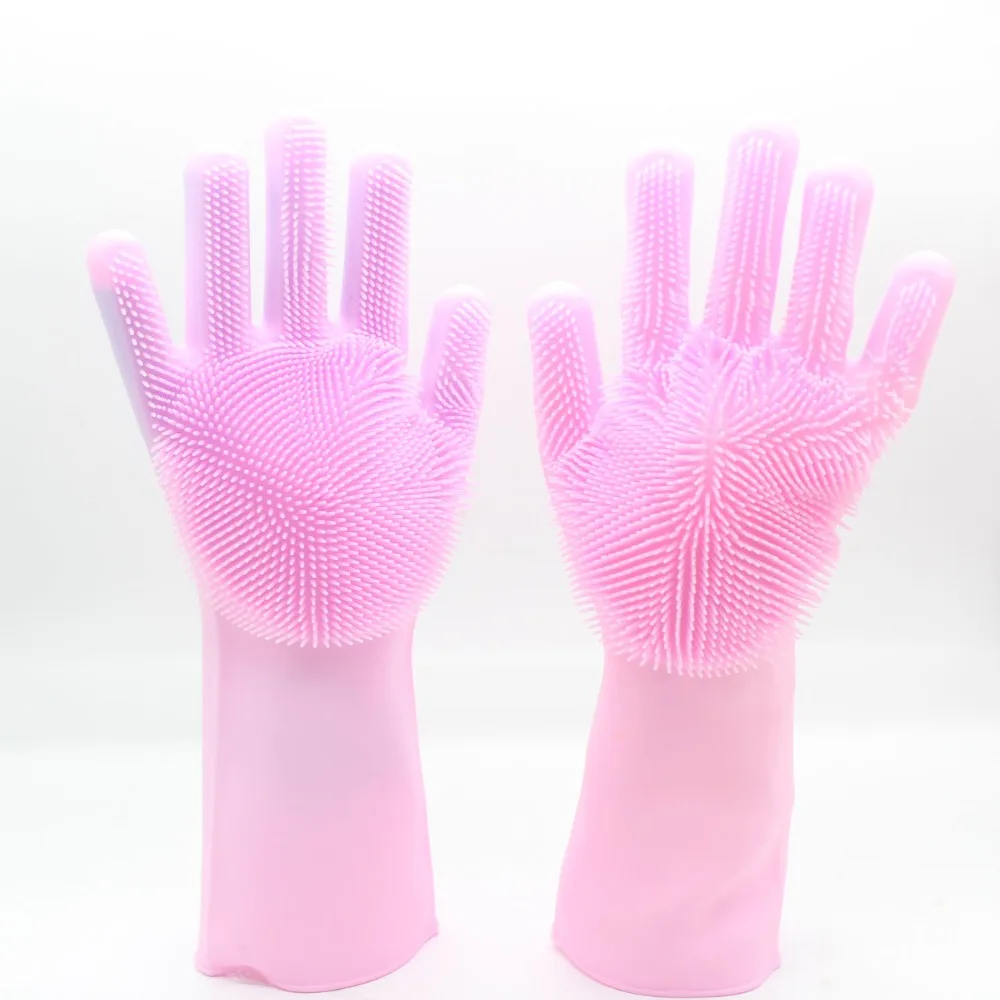Magic Reusable Silicone Gloves with Wash Scrubber, Heat Resistant