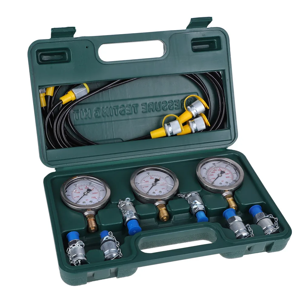 Pressure Test Hose Measuring Hydraulic Tool with Gauge Hydraulic Hose Test Kit 