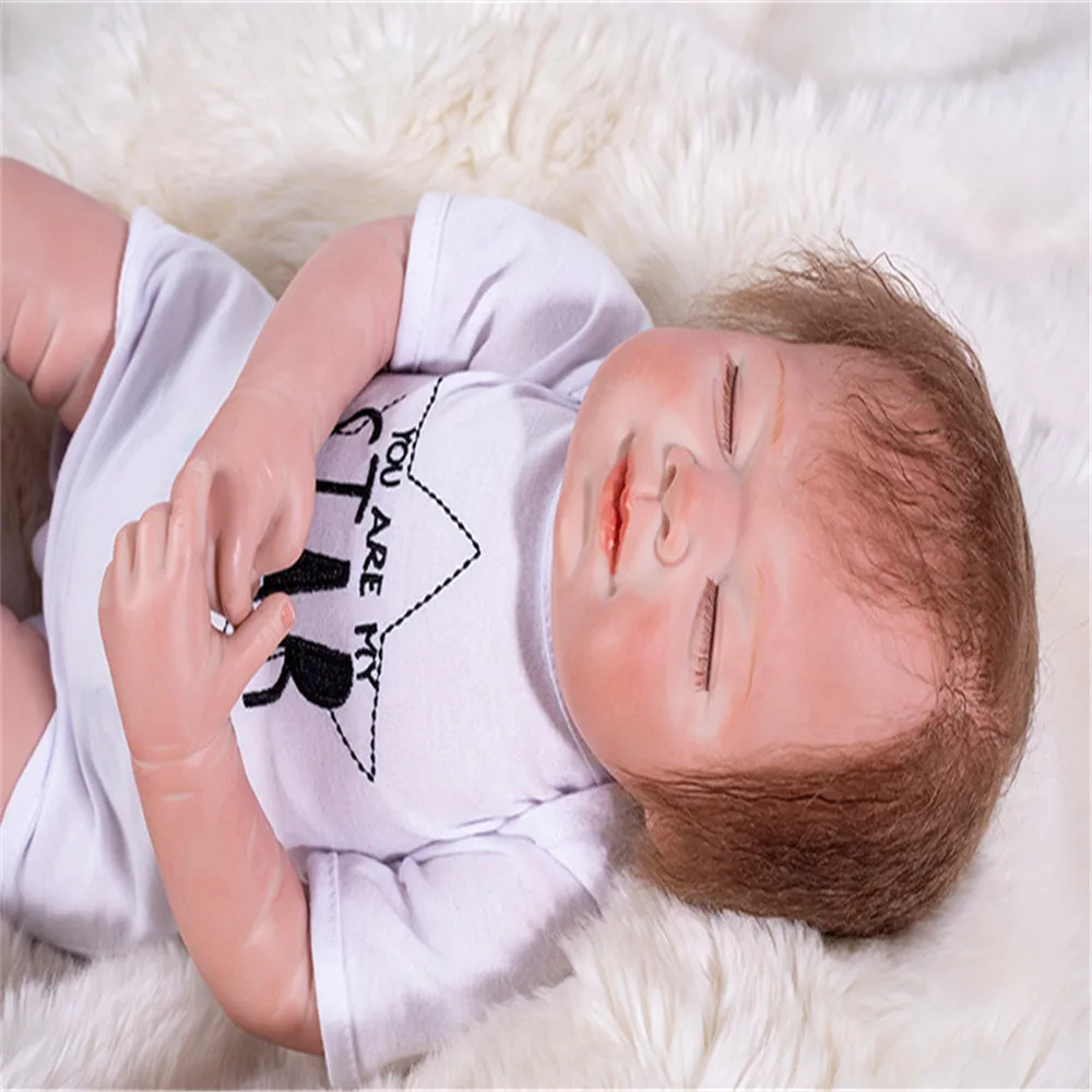 SanyDoll 22 дюйма 55 см силиконовые куклы для новорожденных милый костюм Спящая кукла