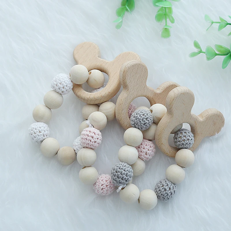 

NEW INS Nordic Style Cute Animal Wooden Bead Ornament Hanging Pendant Bracelet For Baby Rattle Stroller Accessories Photo Prop29