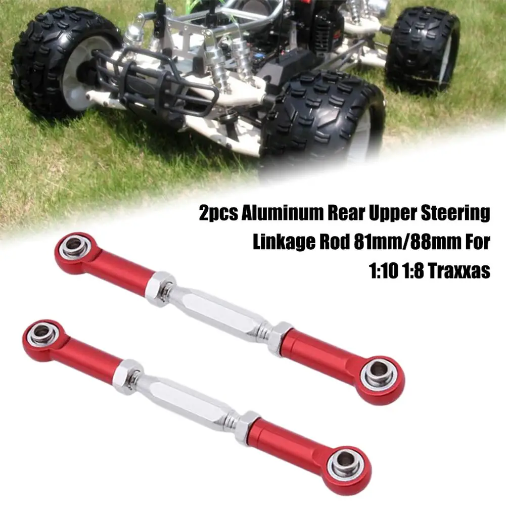 

2pcs Aluminum Rear Upper Steering Linkage Rod 81mm/88mm For 1:10 1:8 Traxxas Himoto E10MT E10MTL Bowie RC Monster Truck