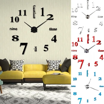 

2019 New Home decoration big mirror wall clock modern design 3D DIY large decorative wall clocks watch wall unique Gift