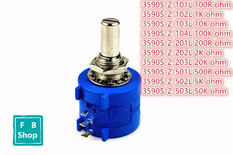 1 шт. 3590S 2 серия сопротивления 100R 1K 10K 100K 200R 2K 20K 500R 5K 50K Ом Потенциометр регулируемый