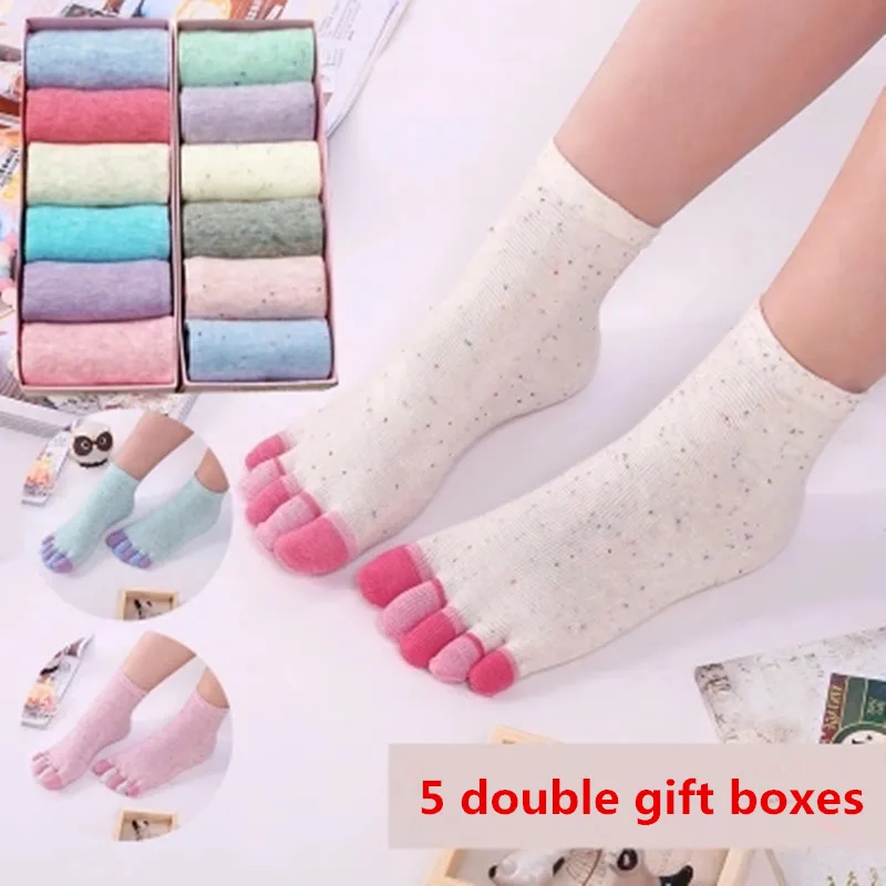 Autumn and winter toe socks female cotton short socks gift korean