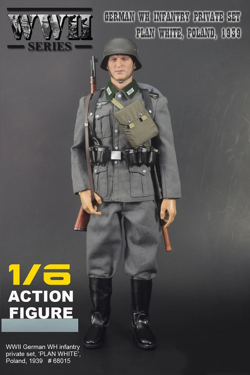 

1/6 Scale WWII German WH Infantry Private Set PLAN WHITE Poland 1939 68015 Clothing set with gun F 12" Male Action Figure body