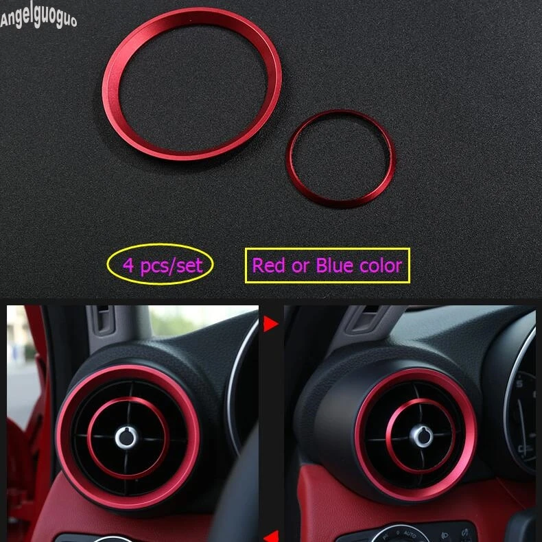 4 pcs 2 Colors Car Front Air Outlet Decoration Ring Frame Sticker Sport Car styling For Alfa Romeo Giulia 2017 2018 accessories