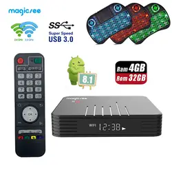 Magicsee N5 Max 32G DDR4 4G Amlogic S905X2 Android 8,1 телеприставки 5G Wi-Fi Bluetooth 4,1 USB 3,0 ТВ Box 4 K 1080 P Media Player