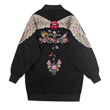 Бейсбольная форма средней длины с вышитыми крыльями и цветами; куртка; верхняя одежда