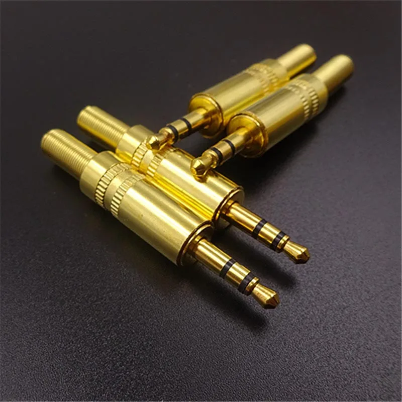 100pcs Gold Plated Jack 3 5mm Audio Connector Metal Plug Headphone Plug Cable Adapter Stereo Big Three Core Microphone Plug
