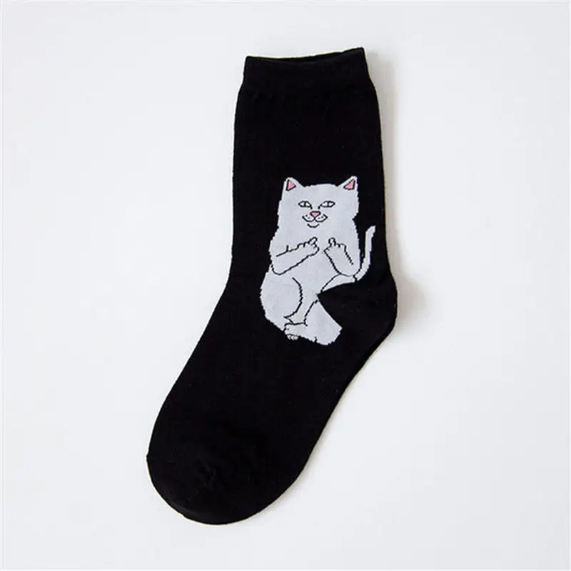 Epous/Новинка года; модные удобные теплые хлопковые вечерние носки унисекс с рисунком кота из мультфильма; сезон осень-зима - Цвет: B