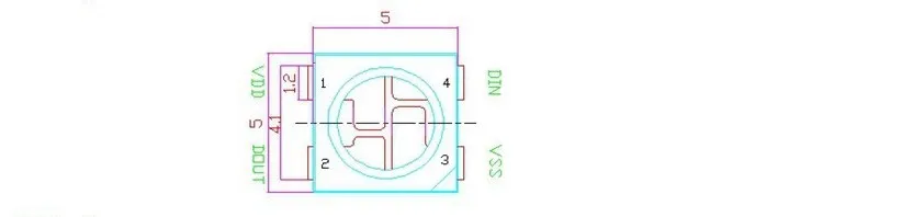 5000 шт. WS2812B(4Pin) светодиодный чип WS2812 индивидуально адресуемый с WS2811 IC встроенный 5050SMD черная версия DC5V