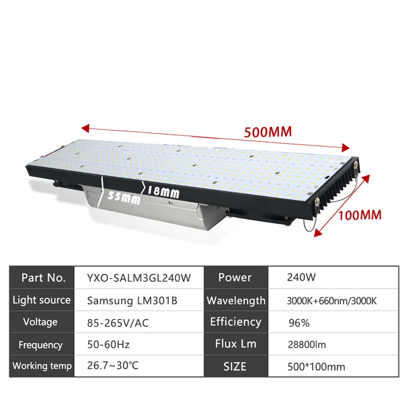 Светодиодный светильник LM301B 403 шт. чип полный спектр 240 Вт 1000 samsung 3000K нм Red Veg/Bloom state