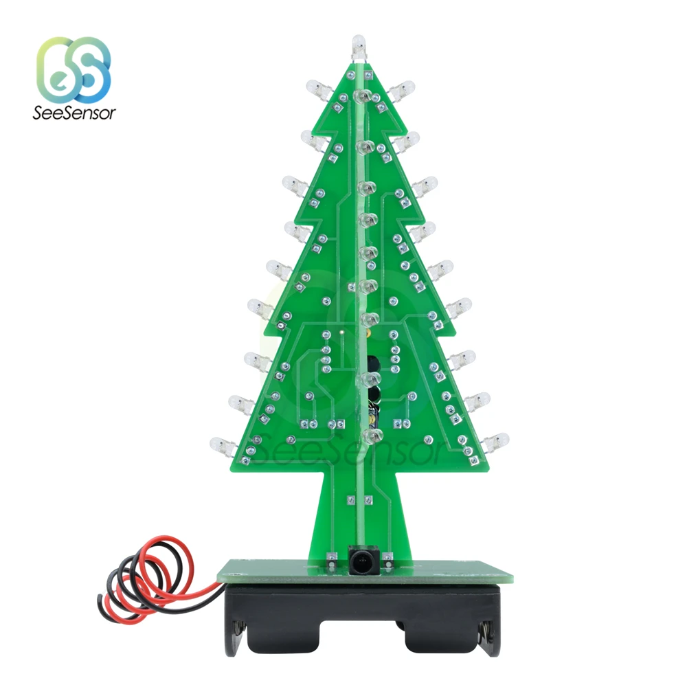 Трехмерный 3D Рождественская елка светодиодный DIY комплект 7 цветов светодиодный флэш-схема Комплект Электронный набор для развлечения