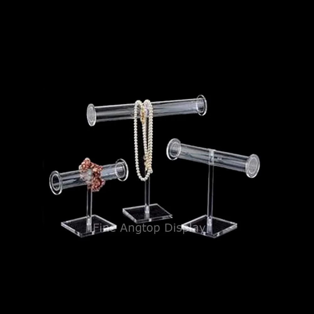 Portable Clear Tube Acrylic Single Layer Jewelry Bracelet Bangle Watch Desktop Display Stand Holder Organizer Plexiglass T Bar 1pcs clear jewelry bracelet display holder bangle organizer rack acrylic bracelet display collar stand holder wholesale