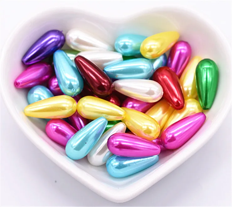 

30pcs/lot 17x8mm Mixed Colors Drop Beads ABS Loose Beads DIY Handmade Jewelry Accessories