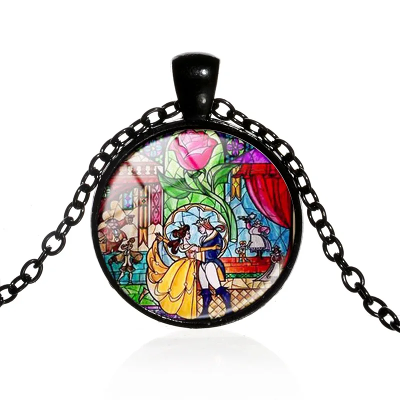 12 шт/лот стимпанк Красавица и Чудовище Роза карманные часы ожерелье кулон