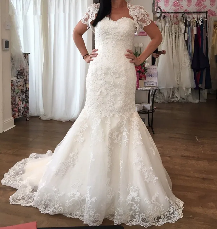 

Lace Vestido De Noiva Muslim Wedding Dresses Mermaid Sweetheart Appliques Beaded Vintage Dubai Arabic Wedding Gown Bridal