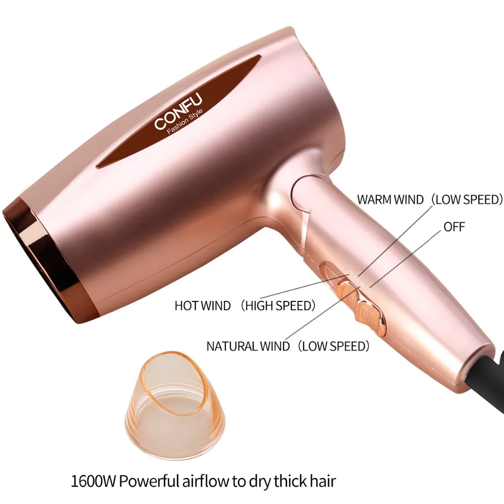 CONFU Foldable handle Household Hair Dryer 220-240V 50Hz 1600-1800W Over heat protection system Hair Dryer with concentrator CONFU Foldable handle Household Hair Dryer 220-240V 50Hz 1600-1800W Over heat protection system Hair Dryer with concentrator