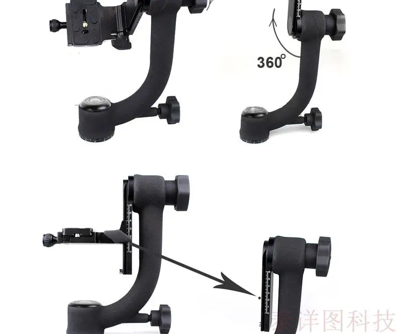 360 Degree Panoramic Gimbal Tripod Head with Arca-Swiss Standard 1/4'' Quick Release Plate Bubble Level for Digital SLR Camera